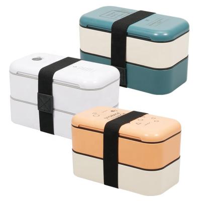 China 2 Compartment Microwavable Portable Plastic Food Containers Stackable Bento Lunch Box for sale