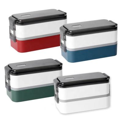 China Double-Layer Plastic Eco Friendly Microwavable Bento Organic Portable Lunch Box for sale