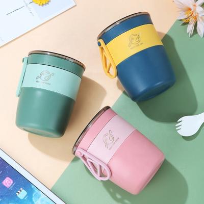 China Microwavable Portable Microwaveable Breakfast with Spoon for School Office Lunch Box Soup Outdoor Plastic Cup for sale