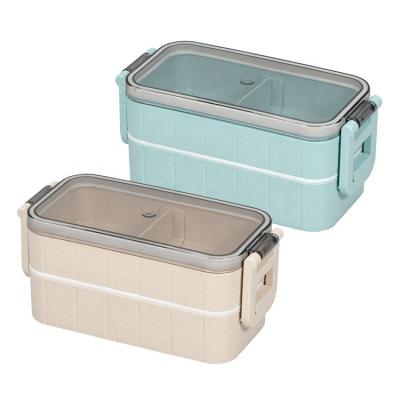 China Biodegradable Portable Plastic Bento Wheat Straw Lunch Box Microwavable Food Storage Container for sale