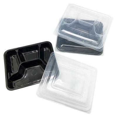 China Catering 4 Compartment Bento Lunch Box Disposable Plastic Microwavable Food Container With Lid for sale