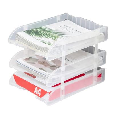 China Stackable Paper Plastic Office Document Storage Tray Office File Organizer Office Desk Magazine A4 for sale