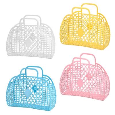 China Viable Multifunctional Portable Organizer PE Fruit Shopping Plastic Foldable Storage Basket for sale