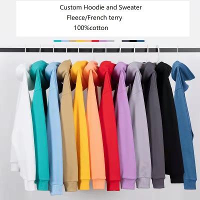 China Anti-pilling 100% custom black oversized hoodies plain men's cotton hoodies white women's and men's hoodies sweatshirts for men for sale