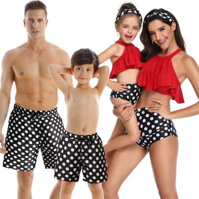 China Breathable Swimwear Family Matching Women Print High Waist Bikini Men Boys Short Trunks Shorts Parent-child Swimwear for sale