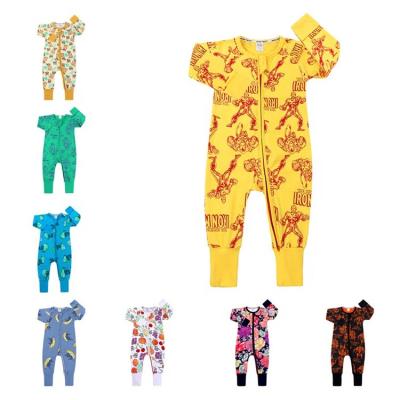 China Newborn Cotton Baby Clothes Rompers Baby Girls Boy Spring Cotton Cartoon Print Overalls Zipper One Piece Jumpsuit Long Sleeve for sale