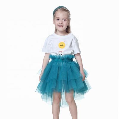 China Hot Selling Breathable Girls Yarn Solid Color Irregular Halloween Net Skirt Costume Kids Elastic Waist Tutu Short Skirt for sale