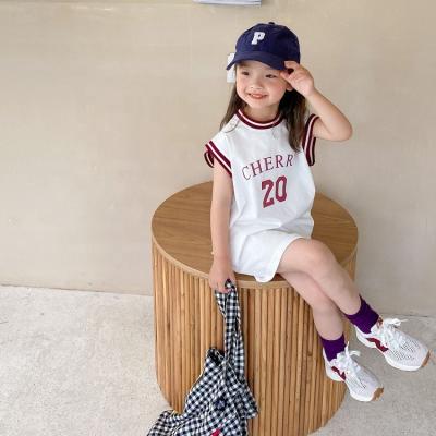 China Fashion Breathable Design High Quality Sports Style Letter Dress Sleeveless T-shirt Trims Little Girls Basketball Tank Top Dresses for sale