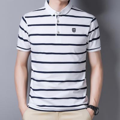 China QUICK DRY 100% COTTON striped custom men's T-shirts men's polo shirts polo embroidered logo T-shirts men's polo summer shirts for sale