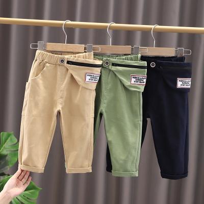 China 2021 Handsome Breathable Children's Pants Autumn New Trousers Street Style With Belt Bag Cotton Fashion Korean Baby Boy Pants for sale