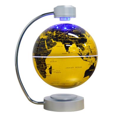 China Gifts Plating Metal Arm Design Floating Globe And Magnetic Rotating For Lighting Gold Globe for sale