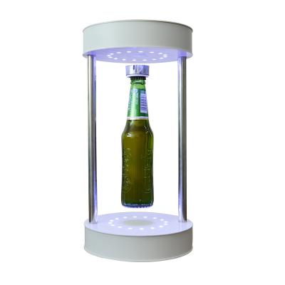 China Display Levitating Bottle Display Rack And Magnetic Bottle Rotating With LED Light for sale