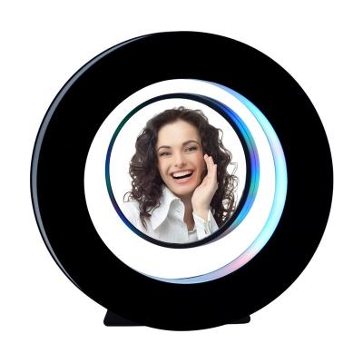 China Round Shape Modern LED Lighting Anti Gravity Magnetic Floating Photo Frame for sale