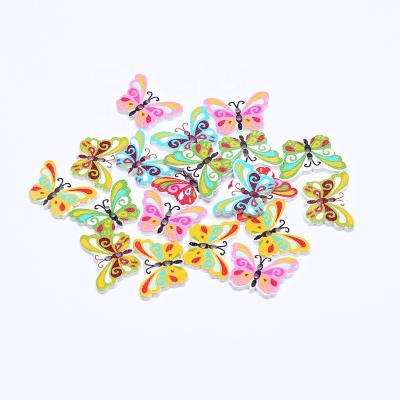 China 1000pcs/bag17x24mm Washable Butterfly Baby Buttons Wooden Painted Butterfly Buttons Cartoon 2-Hole Sewing For Scrapbooking Baby Shower for sale