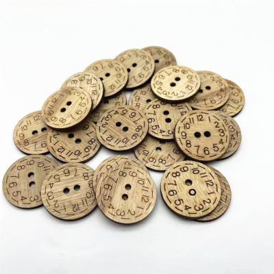 China 50pcs/bag 30mm Retro Washable Round Buttons Fancy Clock 2 Holes Wooden Clothing Sewing DIY Handmade Decoration Crafts Scrapbooking for sale