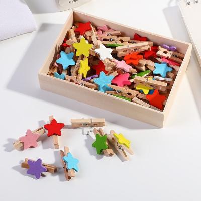 China 50pcs/bag Wooden Star Wooden Pegs Clothespins Paper Clips Cut Wedding Christmas Decorations Scrapbooking Gift Wrapping for sale