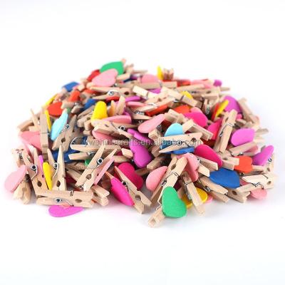 China 50pcs/bag Wooden Heart Pegs Wooden Clothespins Paper Clips Clips Wedding Table Decorations Scrapbooking Gift Wrapping for sale