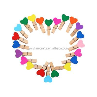 China 50pcs/bag 35mm Multi Wooden Heart Pegs Clothespins Paper Clips Clips Wedding Table Decorations Scrapbooking Gift Wrapping for sale