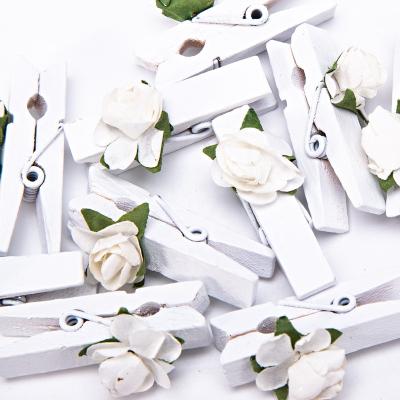 China 10pcs/bag White Wooden Flower Wooden Pegs Clothespins Paper Clips Clips Wedding Table Decorations Gift Wrapping Scrapbooking Cardmaking for sale