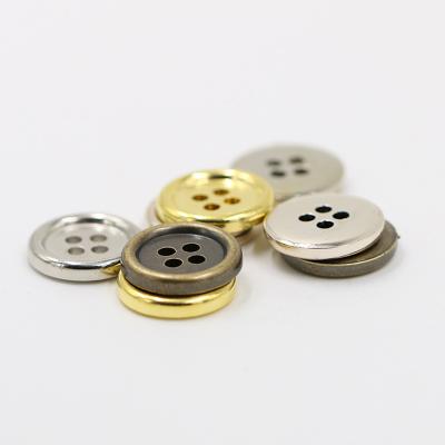 China 100pcs/bag 13mm silver/washable plastic shiny gold/brass plated color round 4 holes handmade crafts shirt buttons DIY sewing accessories for sale