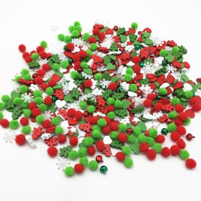 China Christmas 150pcs/bag Washable Bag of Crafts Jingle Bells Snowflake Star Pearls Flatback Scrapbooking DIY Pom Poms Wood Xmas Tree Buttons for sale