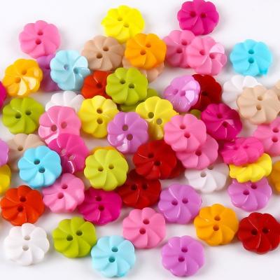 China 100pcs/bag 13mm Washable Mixed Round Wheel Flower Buttons Embellishments DIY Accessories Plastic Sewing Crafts For Scrapbooking for sale