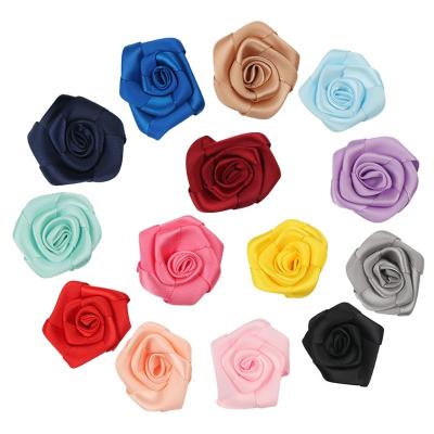 China Eco-firendly 50pcs/bag Handmade Ribbon Roses Decorative Artificial Flower 25mm Satin Wedding Bouquets DIY Crafts Embellishments Cardmaking for sale