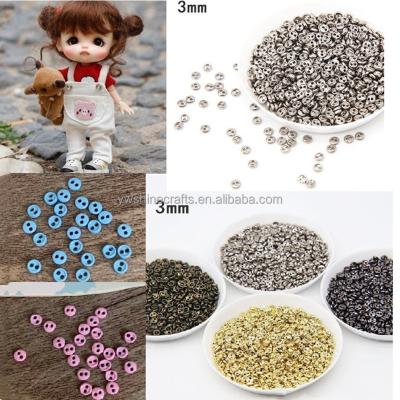 China 50pcs 3mm Metal Round Circle 2 Holes Flatback Washable Doll Buttons DIY Patchwork Accessories Crafts Sewing Crafts Sewing Silver Pink Red Blue for sale