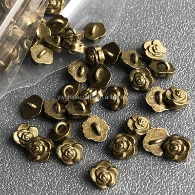 China 50pcs/bag 5mm Washable Metal Mini Rose Flower Buttons Tiny Baby Doll Clothes DIY Sewing Opens Scrapbooking Accessories With Leg for sale