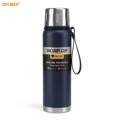 China New Product  Customize Branded Insulated Vacuum Flask With All Steel Lid and Portable Rope for sale