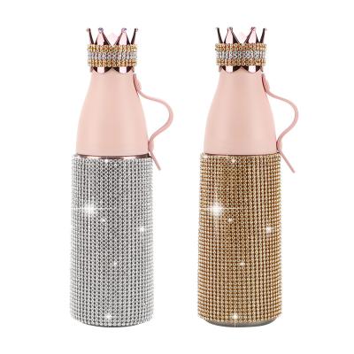 China 2021New Luxury Designer Double Wall Stainless Steel Vacuum Bling Water Bottle Diamond for sale