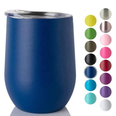 China 10oz  12oz Vacuum Tumbler Mug Powder Coating Double Walled Metal Thermal Wine Cup for sale