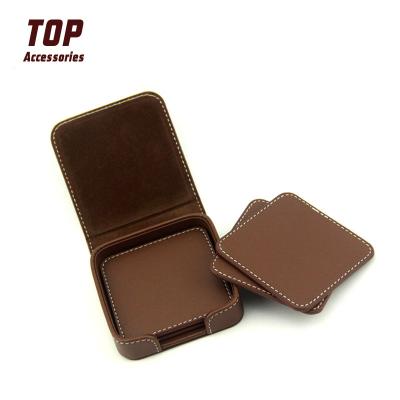 China Factory Price Minimalist Square PU Leather Cup Holder Custom For Commercial Premise for sale