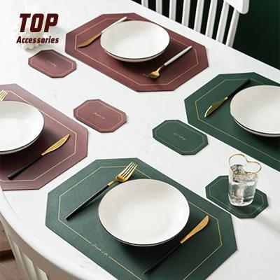 China Sustainable Hot Selling Custom PU Leather Place Mats Set Nordic Household Waterproof And Oil Proof Place Mats for sale