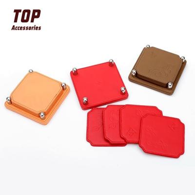 China Factory Price PU CLASSIC Irregular Leather Coaster Set Beer Coasters Cardboard for sale