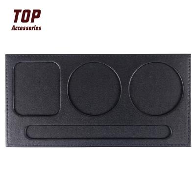 China Factory Price CLASSIC Leather Three-hole Cup Holder Custom Logo For Place Mat Tea Tray for sale