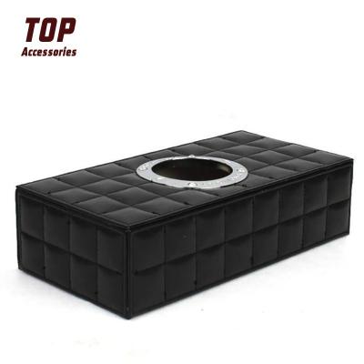 China Wholesale Black Leather Business Tissue Paper Box Leather Case for sale