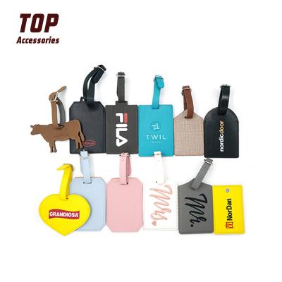 China High Quality Custom Logo Leather Luggage Tag Genuine And PU Leather Luggage Tags for sale