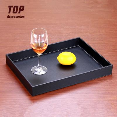 China High Quality Leather Storage Trays Home Office Leather Rectangular Serving Trays Storage Trays for sale