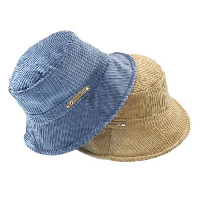 China OEM style design custom logo European and American simple empty bucket hat fisherman, embroidery 100% cotton corduroy bucket hat for sale