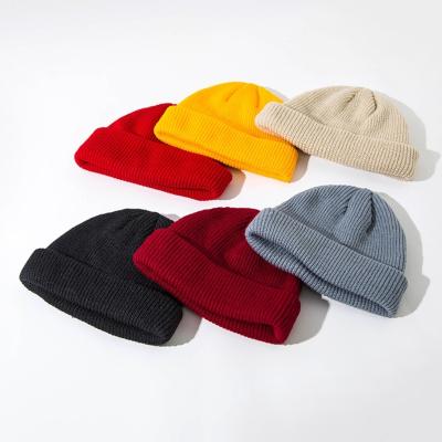 China JOINT Winter Solid Color White Outdoor Running Warm Custom Knitted Plain Fisherman Beanies for sale