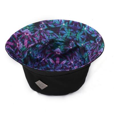 China Own brand custom image embossed reversible metal plate bucket hats, digital printing weed bucket hats for sale