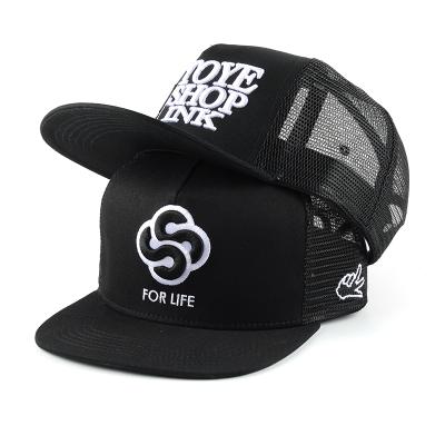 China Wholesale COMMON Flat Closure Bill Embroidery Mesh Snap Back Trucker Caps Gorras Hat for sale