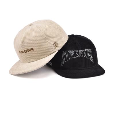 China COMMON the classic logo 5 panel corduroy corduroy custom hat hat unstructured embroidery snapback for sale