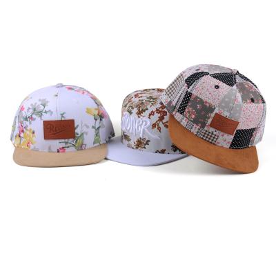 China Fashion JOINT Sublimation Printed Custom Snapback , Full Floral Printing Snapback Hat Cap for sale