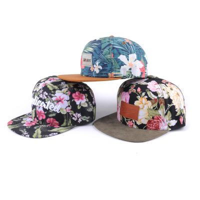 China Low JOINT Crown Design You Logo 3d Hawaii Floral Print Snapback Hats Wholesale for sale