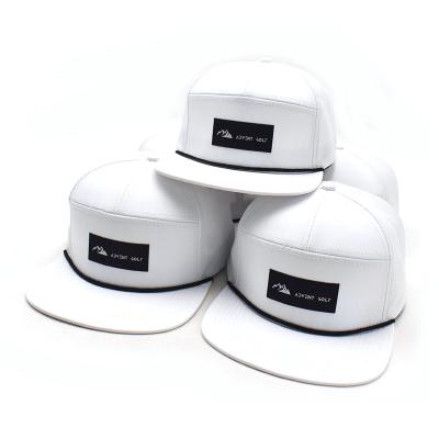 China breathable & Custom Wholesale High Quality Waterproof White Rope 7 Panel Snapback Cap Nylon Hat for sale