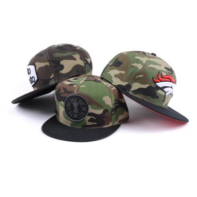 China COMMON Custom Camp Hat Pattern For Summer, 6 Panel Acrylic Camouflage Snapback Hat With 3D Embroidery for sale