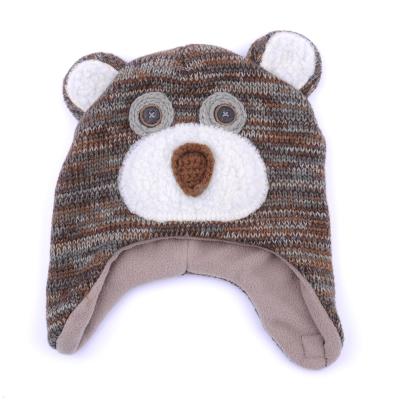 China COMMON baby's beanie hat, baby earflap beanies, baby imitate animal bear beanie hat for sale