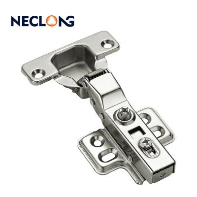 China Modern Neclong 4 Hole Fix Base Hinge Cabinet Door Soft Closing Hydraulic Nickel Plated Hinge Furniture Hardware for sale